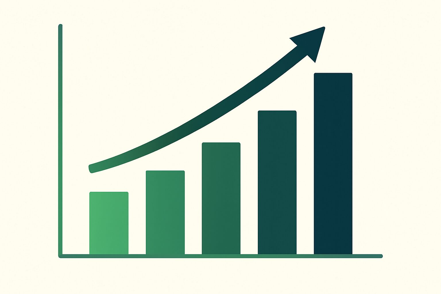 ホワイトペーパーの単価レンジを示すシンプルな棒グラフ風のインフォグラフィックイラスト、グリーン・ネイビー系カラー、数字・