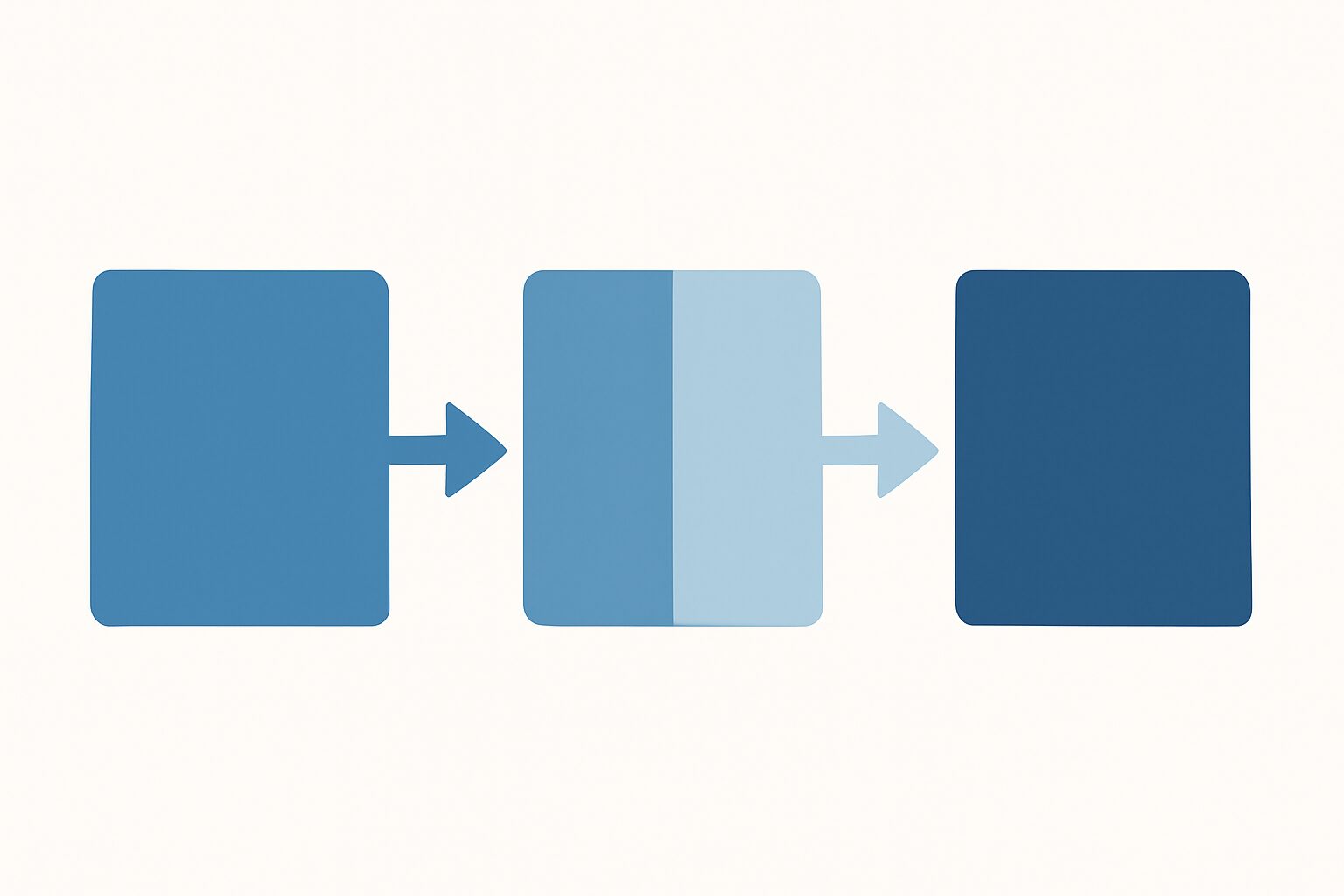 シンプルな矢印図で収入から経費・控除を引いて税額が算出される流れを示したフラットイラスト、ブルー系カラー、テキストなし